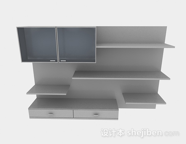 现代风格灰色家居墙柜3d模型下载