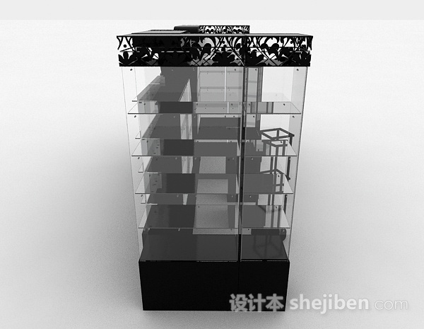 设计本黑色玻璃酒柜3d模型下载