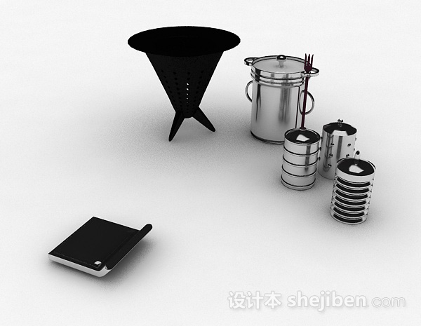 现代风格现代风格不锈钢镂空厨房用具3d模型下载
