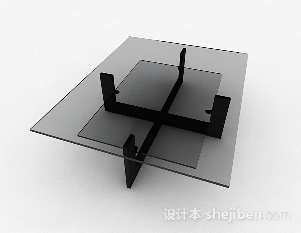 免费灰色方形玻璃茶几3d模型下载
