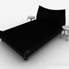 黑色单人床3d模型下载