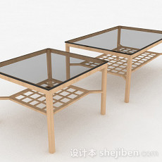 方形玻璃茶几组合3d模型下载