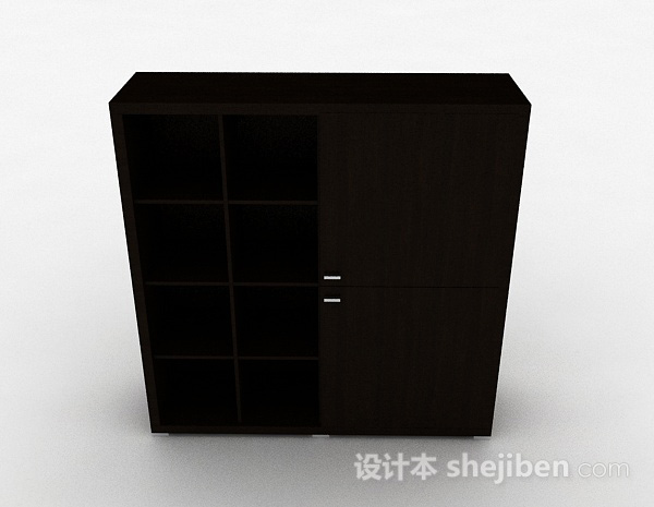 现代风格棕色简约木质衣柜3d模型下载