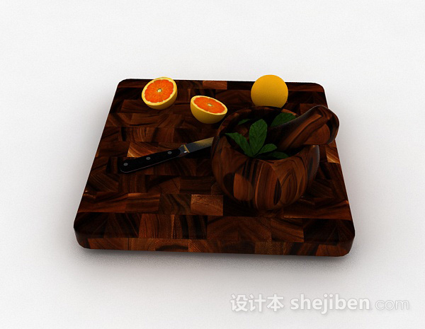设计本棕色实木拼接菜板3d模型下载