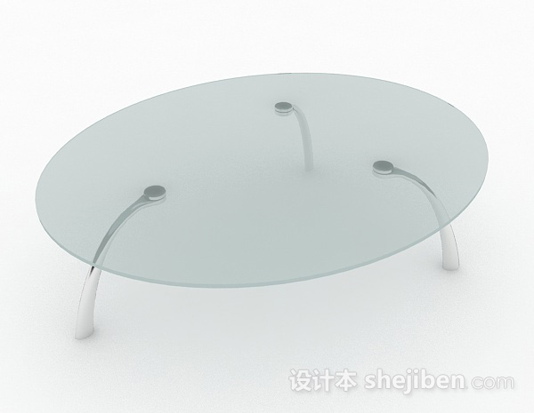 椭圆形玻璃茶几3d模型下载