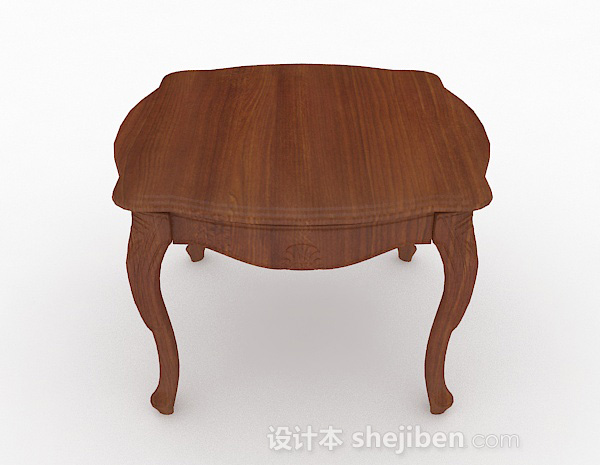 欧式风格复古棕色木质餐桌3d模型下载