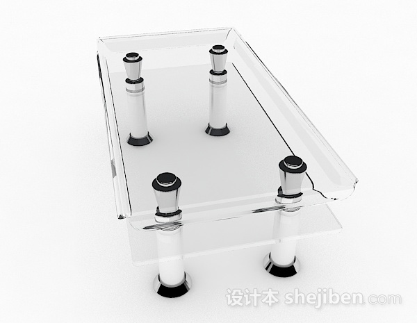 设计本玻璃双层茶几3d模型下载