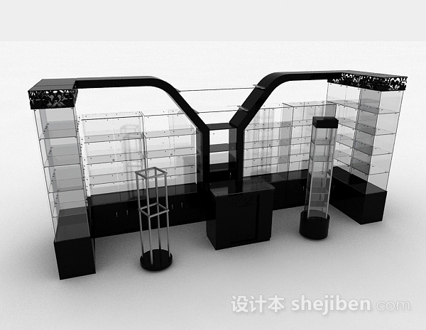 现代风格黑色玻璃酒柜3d模型下载