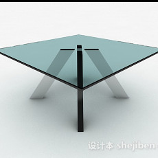方形玻璃简约茶几3d模型下载