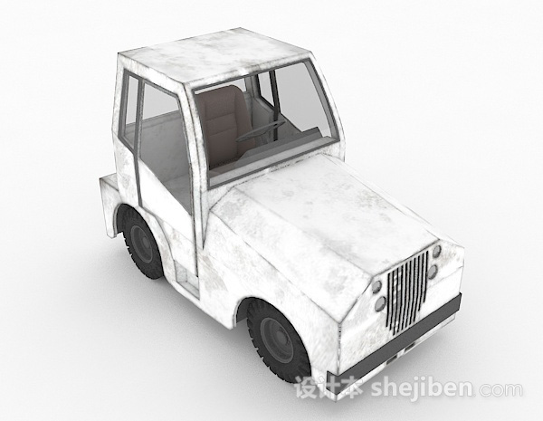 白色货车头3d模型下载