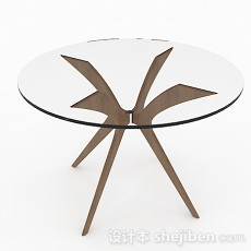 圆形玻璃餐桌3d模型下载