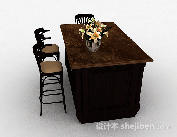 设计本现代餐桌组合3d模型下载