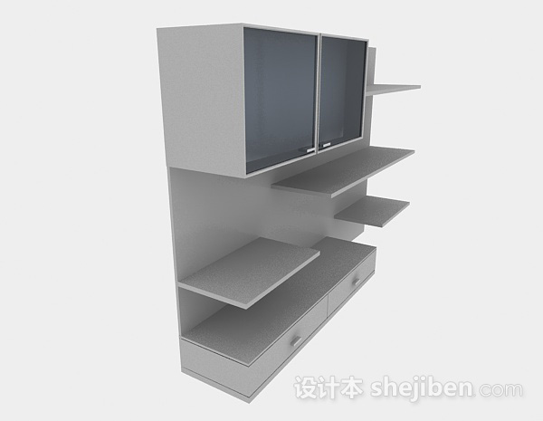 设计本灰色家居墙柜3d模型下载