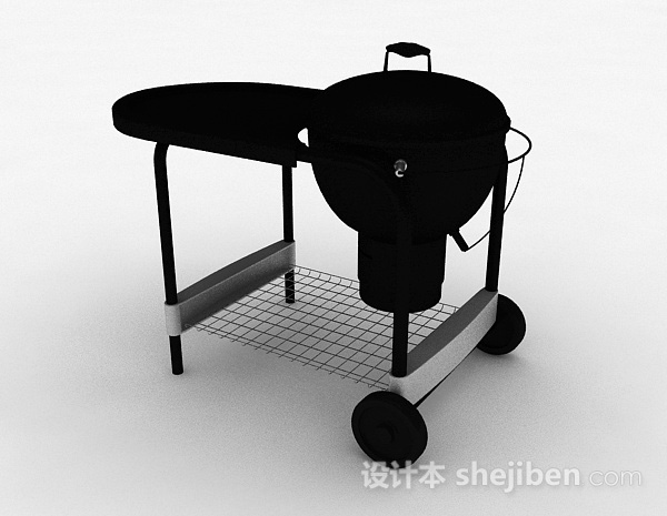 免费黑色简易厨房用具3d模型下载