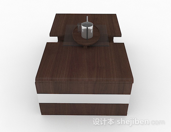 设计本棕色木质茶几3d模型下载