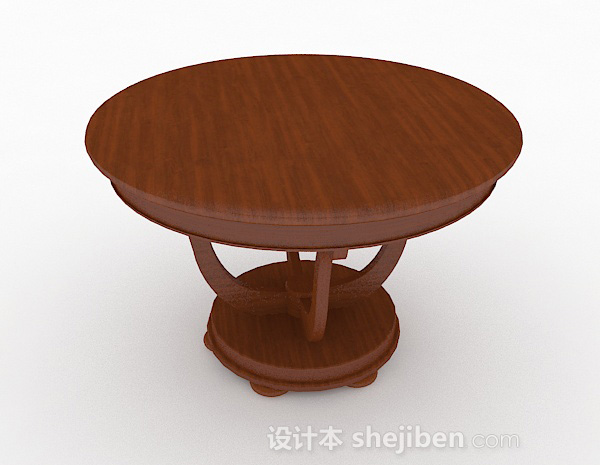 棕色圆形餐桌3d模型下载