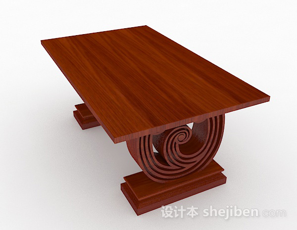 免费红棕色木质餐桌3d模型下载