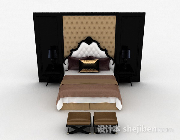 欧式风格欧式家居双人床3d模型下载
