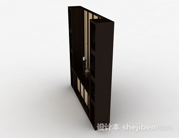 设计本中式木质家居展示柜3d模型下载