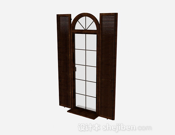 欧式风格欧式风格木质长型百叶窗3d模型下载