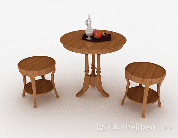 现代风格圆形小餐桌组合3d模型下载