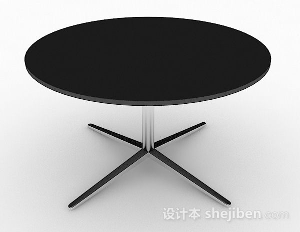 黑色圆形简约餐桌3d模型下载