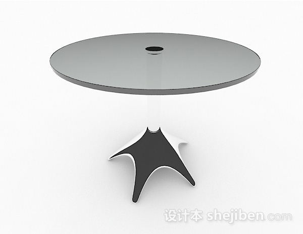 灰色圆形餐桌3d模型下载