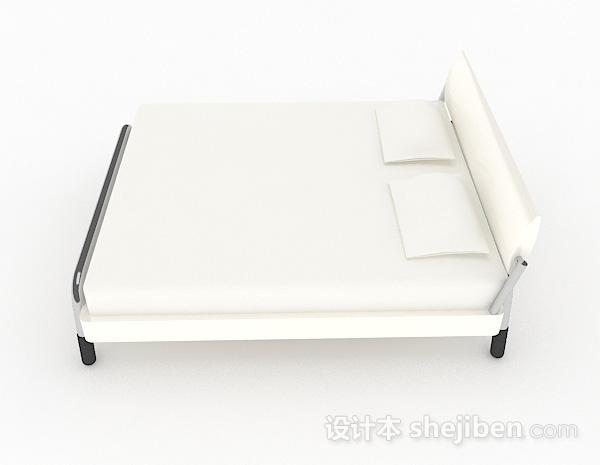 设计本白色简约双人床3d模型下载