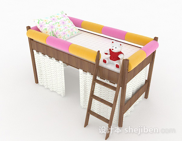 免费木质儿童床3d模型下载