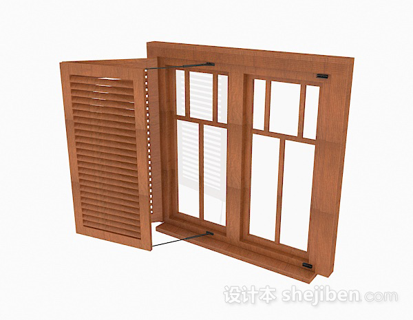 现代风格木质家居窗户3d模型下载