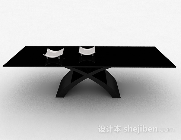 现代风格黑色长方形茶几3d模型下载