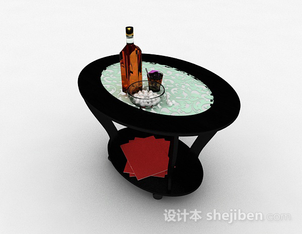 设计本黑色圆形茶几3d模型下载