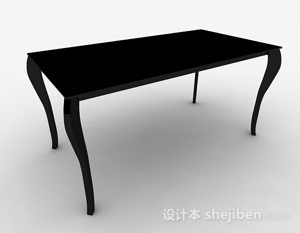 现代风格黑色长方形餐桌3d模型下载