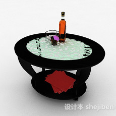 黑色圆形茶几3d模型下载