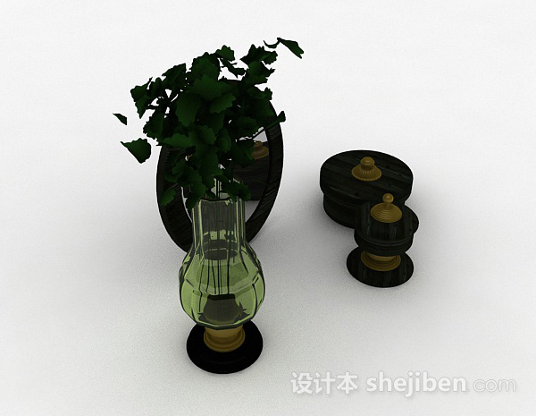 现代风格绿色室内盆栽摆设3d模型下载