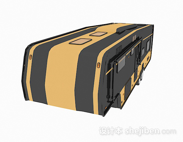 现代风格黑黄色车厢3d模型下载