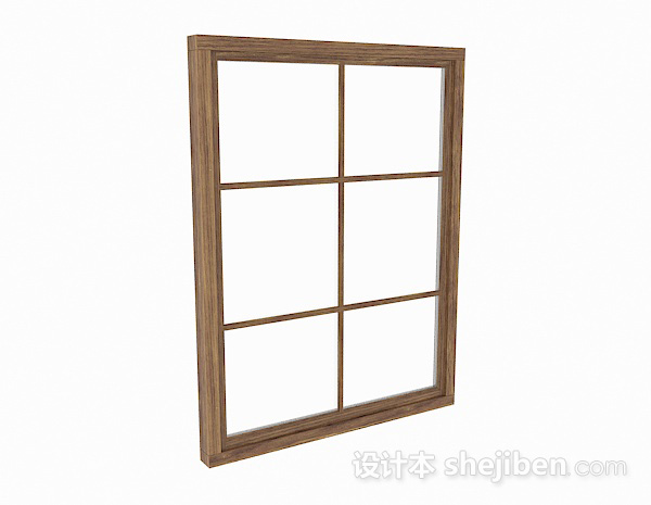棕色木质格子窗3d模型下载
