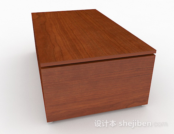 设计本棕色木质简约茶几3d模型下载