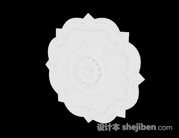 中式风格中式简约白色雕刻摆件3d模型下载