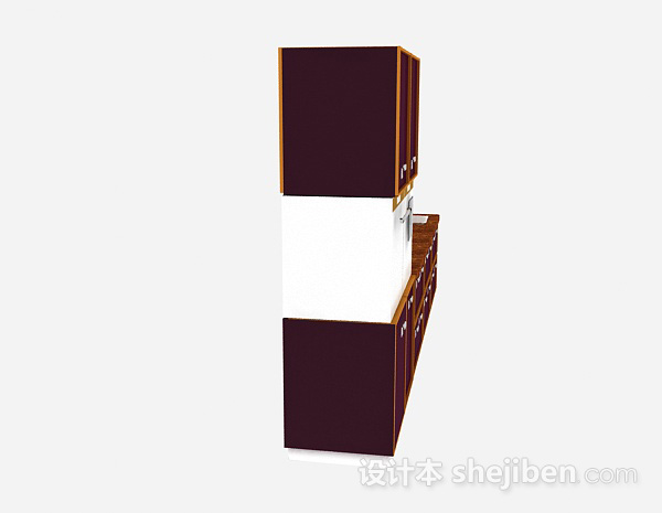 设计本深紫色木质整体橱柜3d模型下载