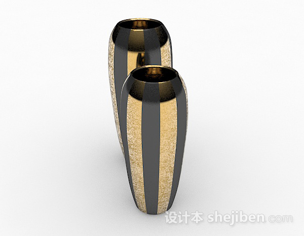 免费欧式奢华金属立体套装花瓶3d模型下载