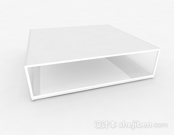 设计本白色方形茶几3d模型下载