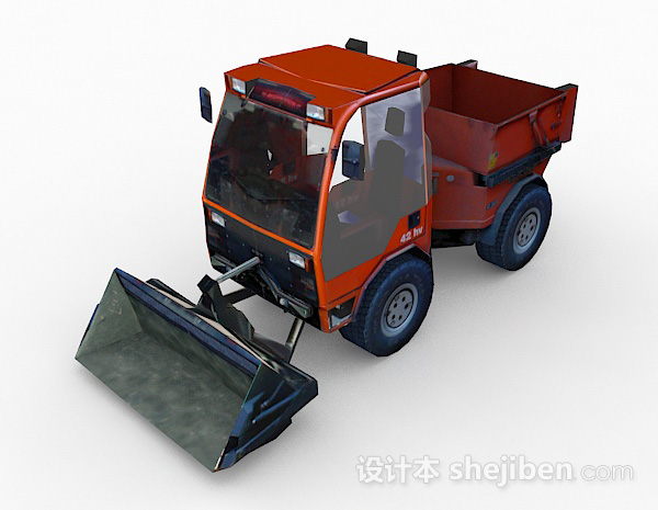 免费棕色铲车3d模型下载