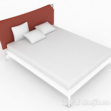 简约白色双人床3d模型下载