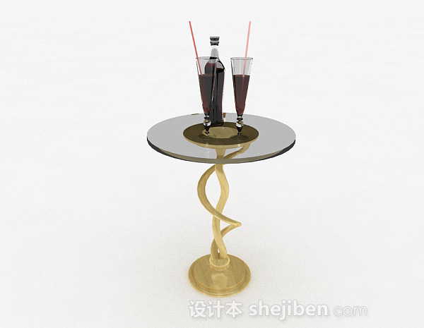 设计本圆形玻璃小茶几3d模型下载