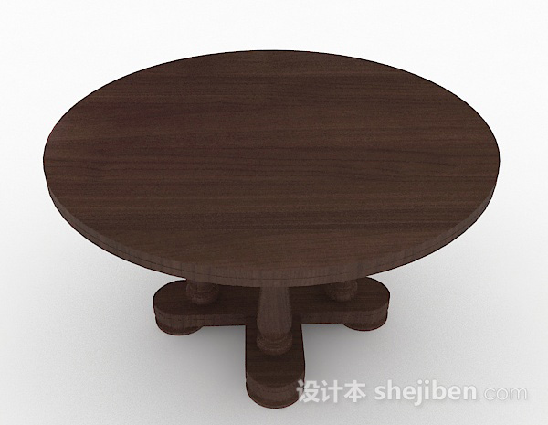 免费棕色圆形木质家居餐桌3d模型下载