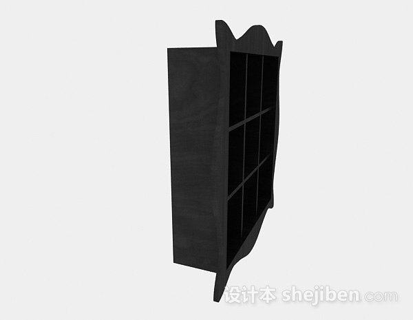 设计本黑色木质家居展示柜3d模型下载