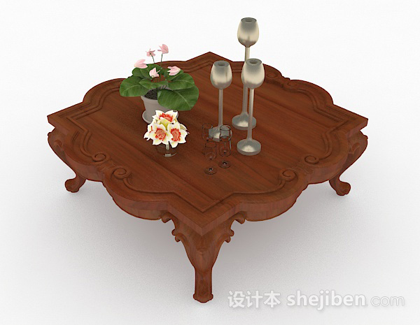 中式风格中式木质茶几3d模型下载