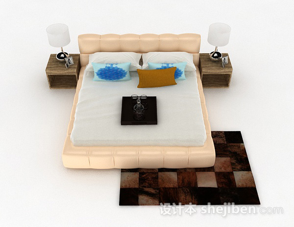 现代风格家居双人床3d模型下载