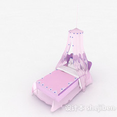 粉色单人床3d模型下载